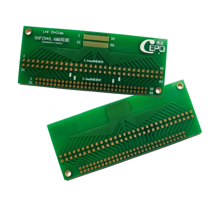2 шт. 78*31 мм двухрядная тестовая плата ENIG PCB 50pin расстояние 0 4 для LCM LCD TFT