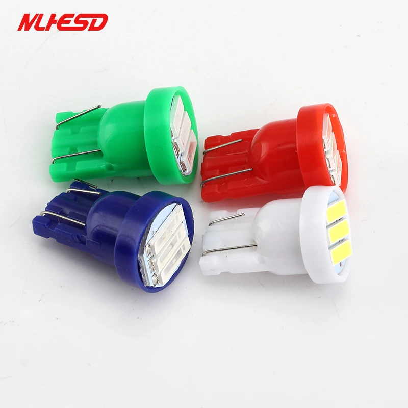 

1000X T10 3 SMD 7014 LED 3SMD 7020 1W White Blue Red Green Yellow W5W LED Wedge License Plate Light Lamp Car Light Source 12V DC