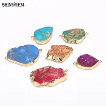 ShinyGem морской осадочный Натуральный Камень Подвески Нерегулярные золотые кусочки Подвески Druzy Стразы Кулон Разъем для изготовления ювелирных изделий