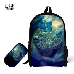 Дети лягушка дизайн Печать Рюкзак 2 комплекта школьная сумка с Настольный Пенал подходит для A4 Размеры книга высокого качества с надписью