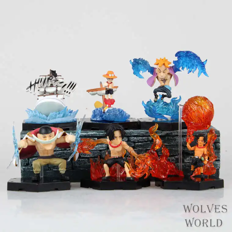 

6pcs/set One piece luffy ace Marco Edward Newgate doll Anime Figure PVC Collection Model Toy Action figure for friends gift