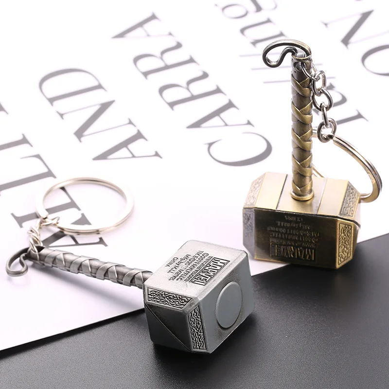

Infinity War Avengers 3 Marvel Thor's Hammer Mjolnir Keychain Toys Silver Metal Thor Odinson Hammer Keyring Key Chain Kids Toys