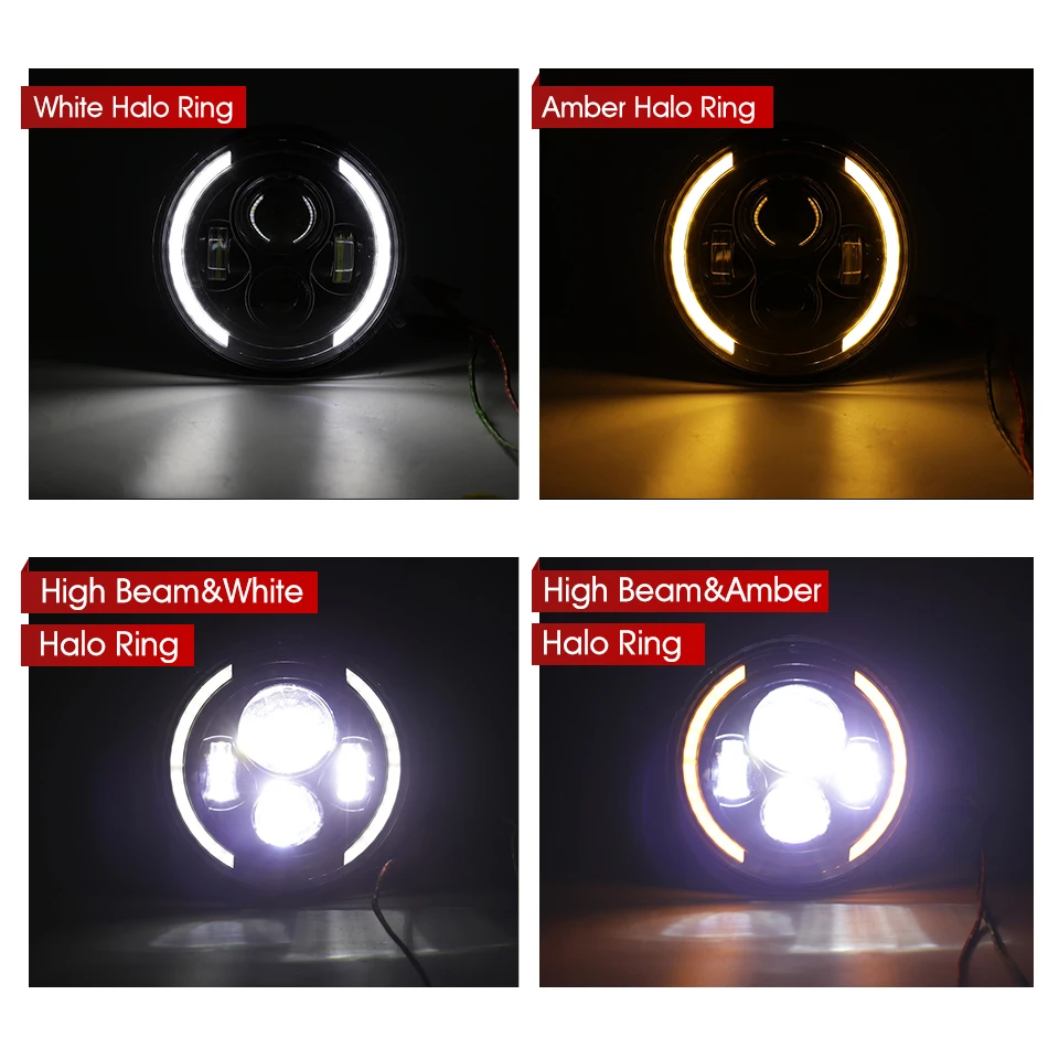 Oslamp 2 шт. " круглый светодиодный фонарь Hi Low Beam DRL Halo Angle Eye для Jeep Wrangler JK TJ грузовик 4x4 внедорожник Мотоцикл