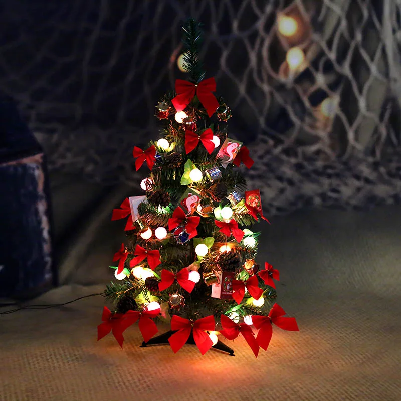 HOYVJOY 60-90 см зеленый ПВХ Рождественская Большая Рождественская елка Новогодние украшения с светодиодный светильник и маленькие украшения на заказ - Цвет: 90cm