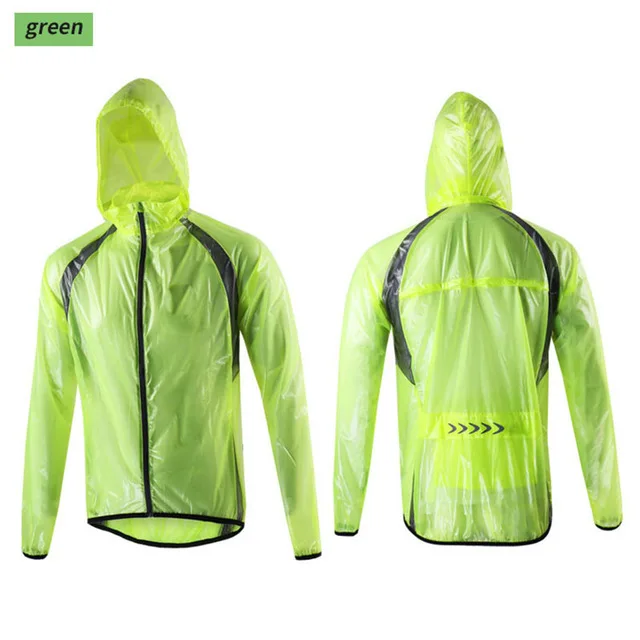Водонепроницаемая Мужская велосипедная куртка, плащ, велосипедные майки, ветровка, сверхлегкая Водонепроницаемая велосипедная куртка, одежда для бега и велоспорта - Color: Green