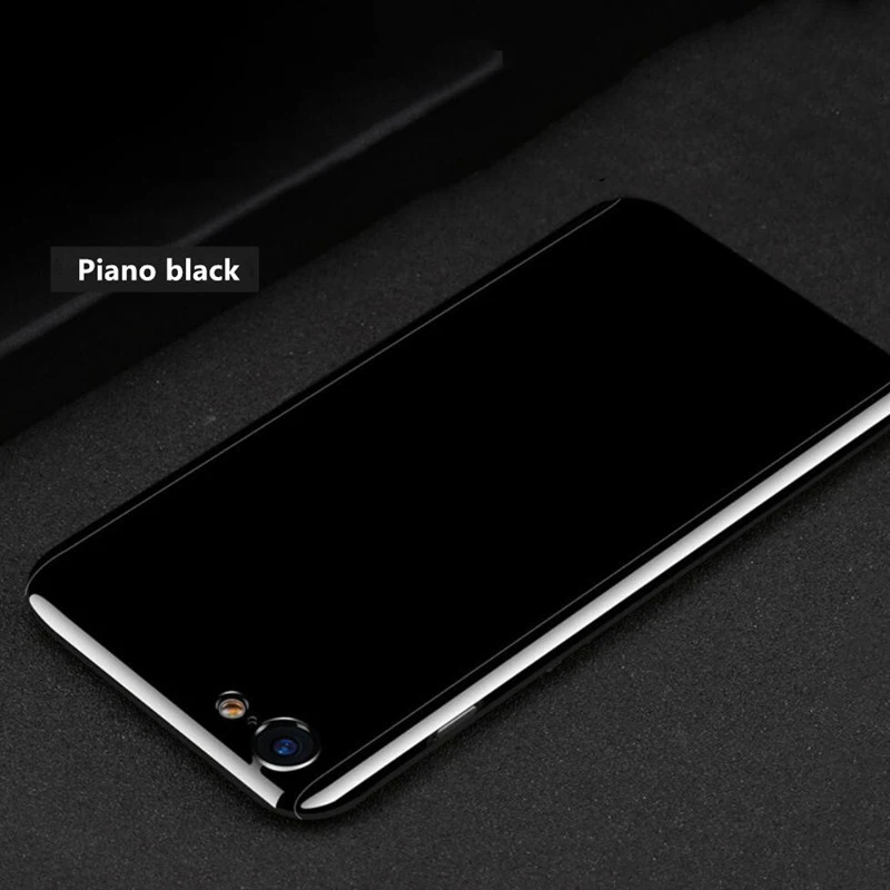 Guties 360 градусов полное покрытие телефона чехол для Iphone 6 6s 7 Plus 5s 5 SE с закаленным стеклом для Iphone 6 7 8 Plus чехол Capa Coque - Цвет: Piano Black