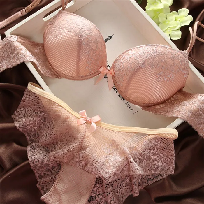 Sexy Cozy Bra Set Women Lace Cotton Bra Set Embroidery Underwear Push Up Bra Briefs Set cheap underwear sets Bra & Brief Sets