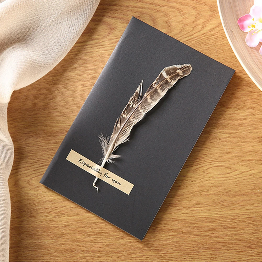6pcs High-grade Stereoscopic card True feathers Dried Flower greeting card birthday gift wedding thank you cards Holiday decor