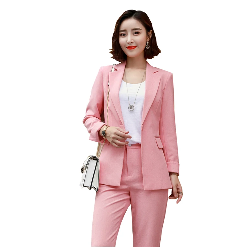 Pink Suits Lavender Purple/Pink Office Uniform Long Sleeve Women Ladies