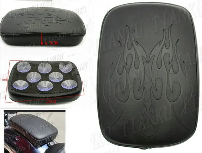 Universal Flame Leather Rear Fender Seat Pad 8 Suction Cup For Shadow Steed Magna Vulcan Classic VN Boulevard C50 VStar 400 650 |