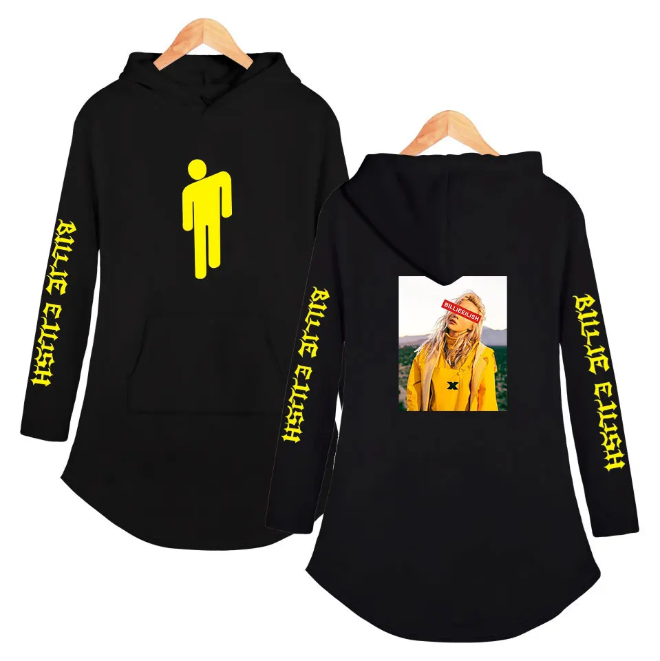 Best Product  Billie Eilish Smock Hoodies Dress Hoodies For Women Long Sleeve Hoodies 2019 New Fans Hot Sale Casu