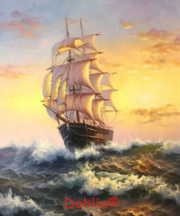 

Ship Sea Scenery Needlework Embroidery DIY DMC Handmade Cross Stitch Kits Crafts 14CT Counted Unprinted Home Decor Handmade