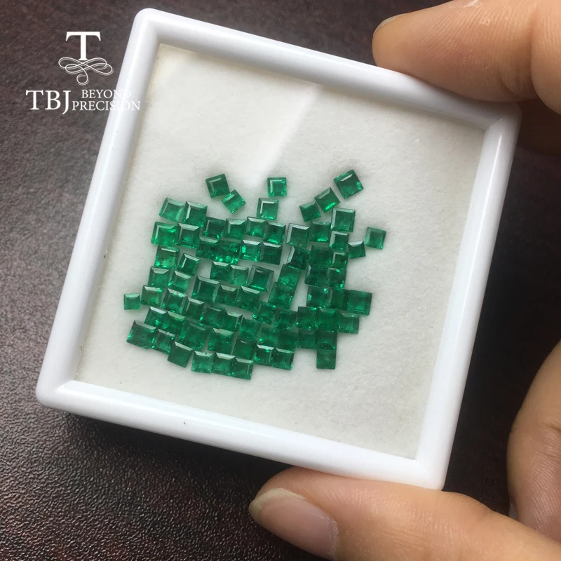 Tbj, натуральный изумруд квадратный 3 мм 0.15ct за штуку небольшое включение драгоценный камень для diy ювелирных изделий