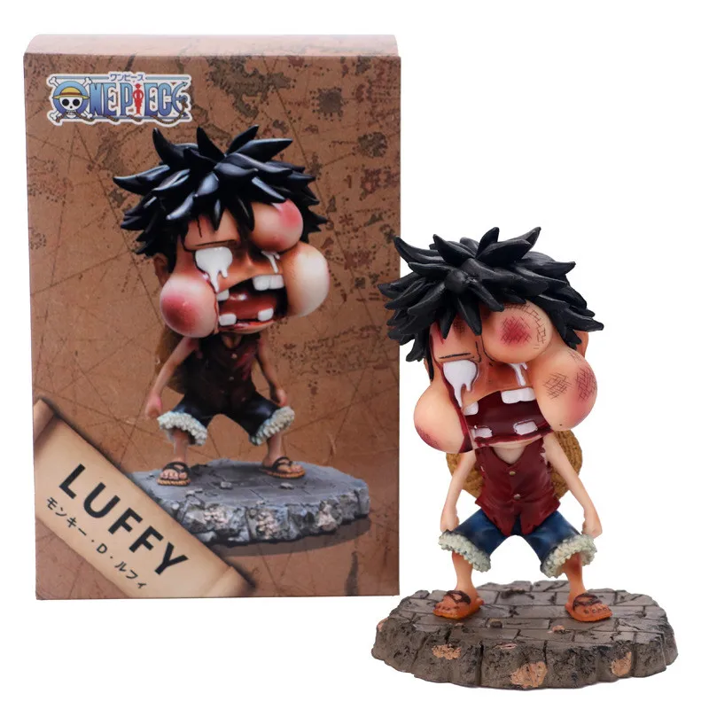 

One Piece Luffy Beaten Face Swelling Style PVC Action Figures OP Luffy Zoro Sanji Collectibles Model Toys 15cm