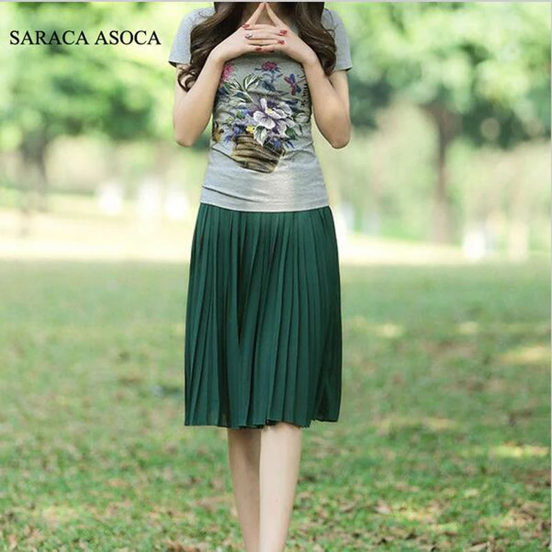 

23# color Spring and Summer All-match Women's Chiffon Pleated Bust Skirt Female Elastic Waist Mini Short Skirt For Girls