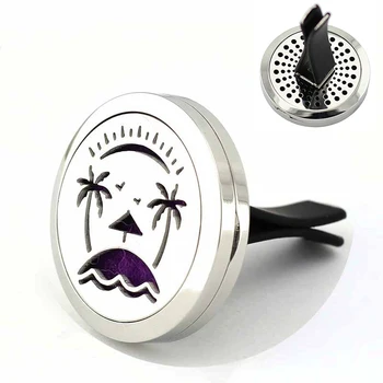 

30mm Stainless Steel Sea Beach Design Car Air Freshener Aromatherapy Essential Oil Diffuser
