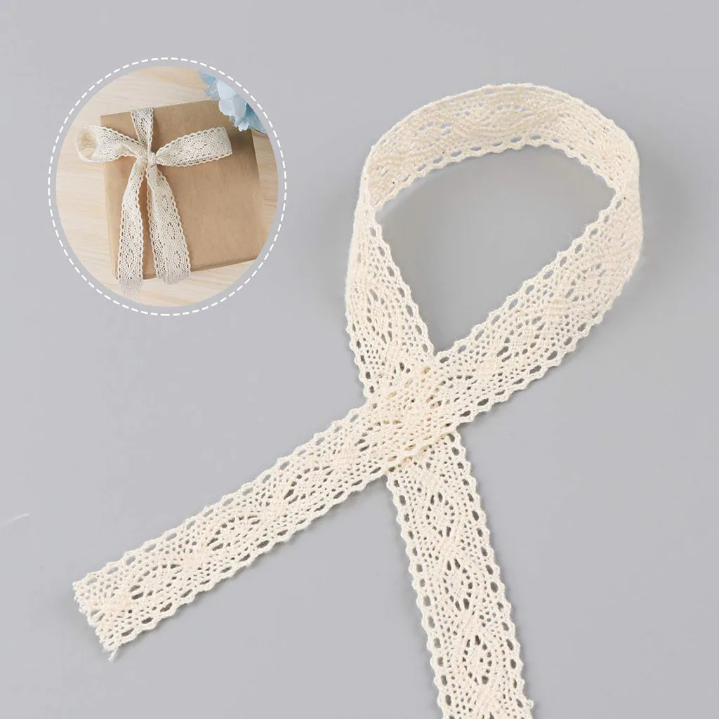 

15M roll Vintage White Cotton Crochet Lace Trim Wedding Bridal Embroidered Ribbon Fabric Trim DIY Sewing Handmade Craft Material