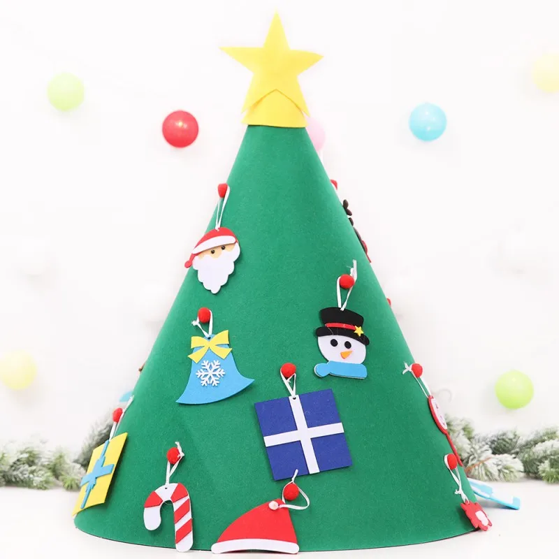 

Christmas Tree Decor 3d Diy Felt Toddler New Year Kids Gifts Baby Toys Artificial Tree Xmas Home Decoration Hanging Ornaments