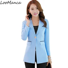 2017 New Womens Formal Suits Slim Feminino Korean Medium Long Ladies Blazers Plus Size Casual Blazer Long Sleeve Jacket Female