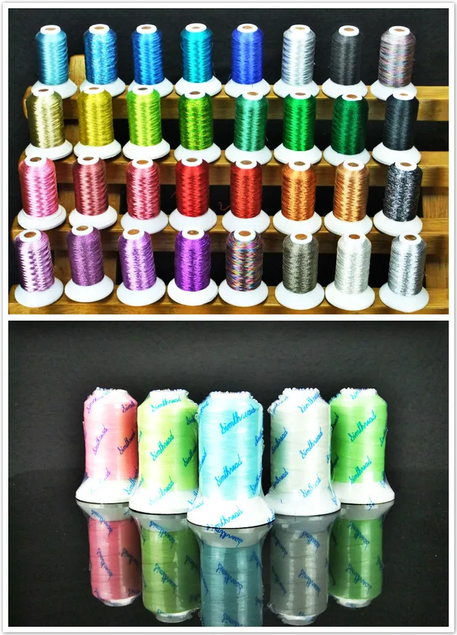 

Metallic Machine Sewing Embroidery Thread Luxurious Thread Kit - 500m *32 Assorted Colors , High Luster , Strong Strength