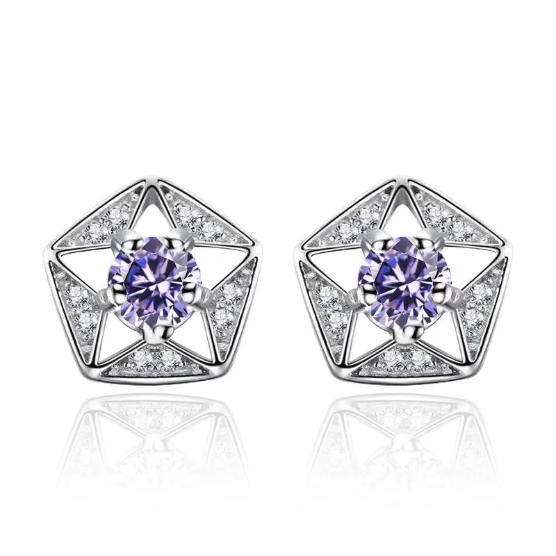 

Promotion 30% silver plated fashion lucky star shiny crystal ladies`stud earrings jewelry women Anti allergy birthday gift