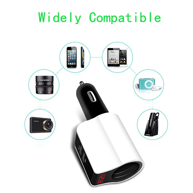 Thbelieve 2 USB Car Chargers 5V 2.1A Fast Charging Car Cigarette Lighter Auto Car-Charge With LED Voltage Display Auto-Chargers (14)