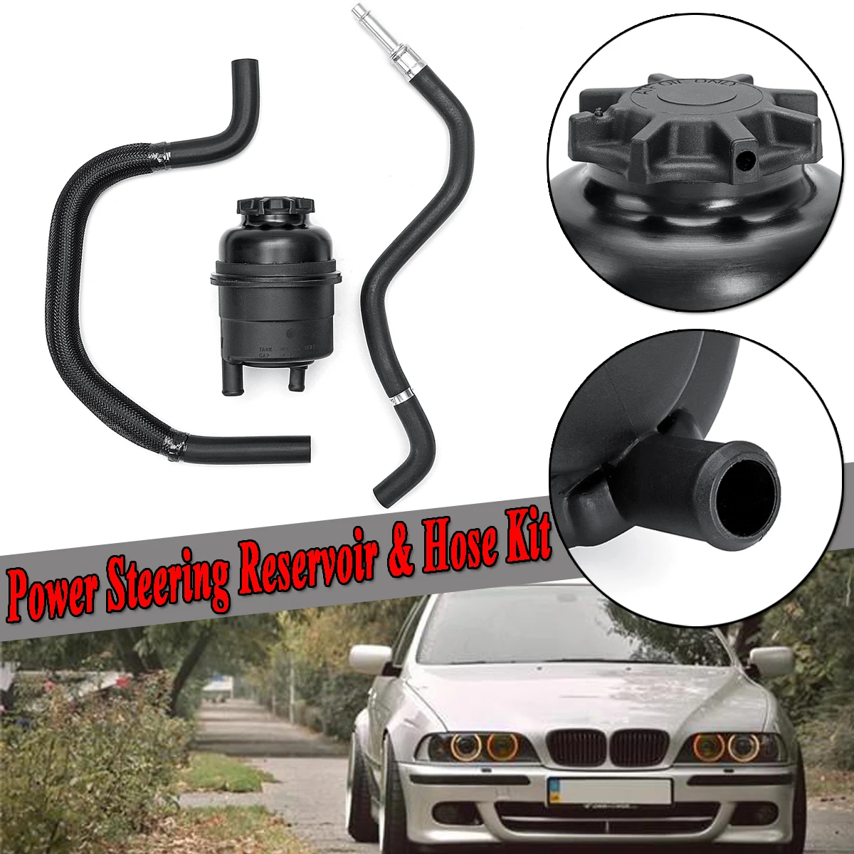 

3pcs Car Power Steering Reservoir Tank & Return Hose Kit For BMW E39 525i 528i 530i 328i 528i 550i X5 Z3 Z4 Mini For Cooper