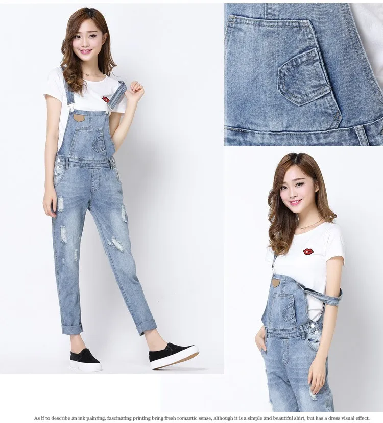 Overalls Washed Casual Hole Jumpsuits Romper Jeans (4)