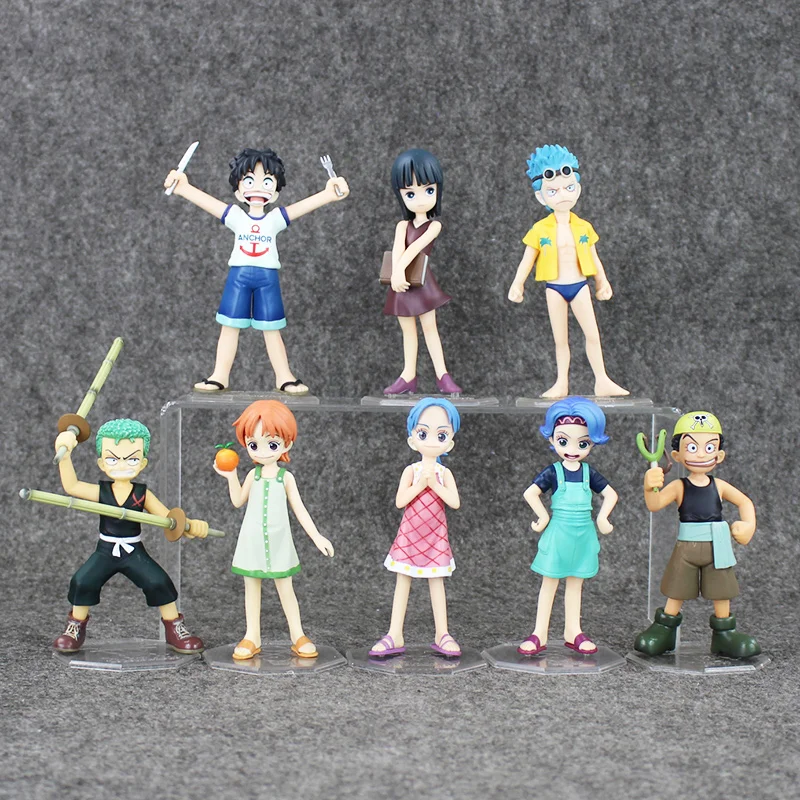 

ONE PIECE Childhood Figure LUFFY ZORO ROBIN NAMI Franky SANJI USOPP Japanese Anime Action Figures Kids Toys Figurine Doll