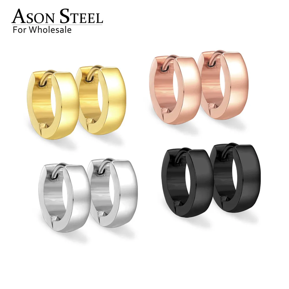 Женские серьги кольца ASONSTEEL современные корейские цвета розового золота
