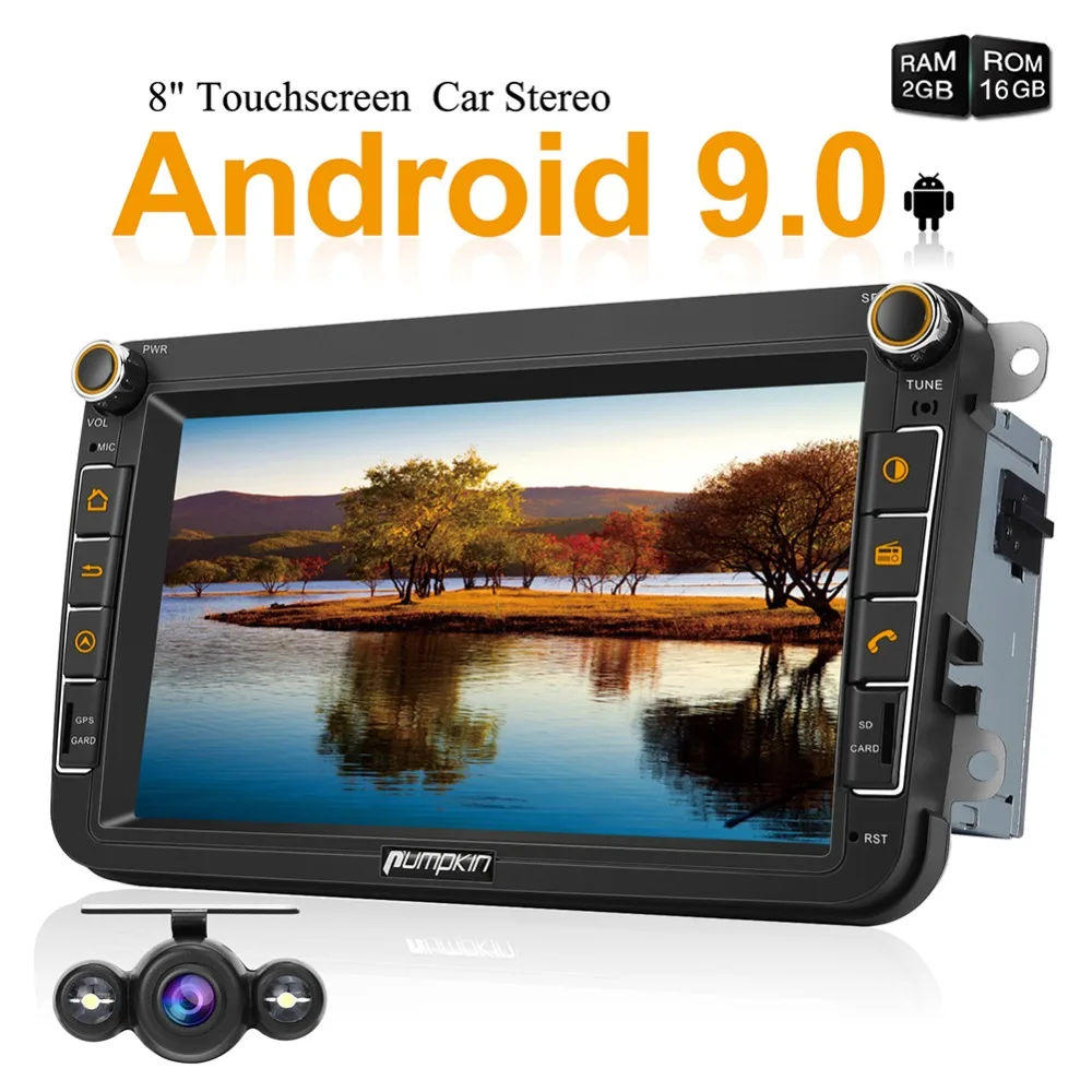 

Pumpkin Quad-core 2 Din 8'' Android 9.0 GPS Car Stereo Audio NO DVD Player For Volkswagen/Skoda/Golf Wifi OBD Fastboot Headunit