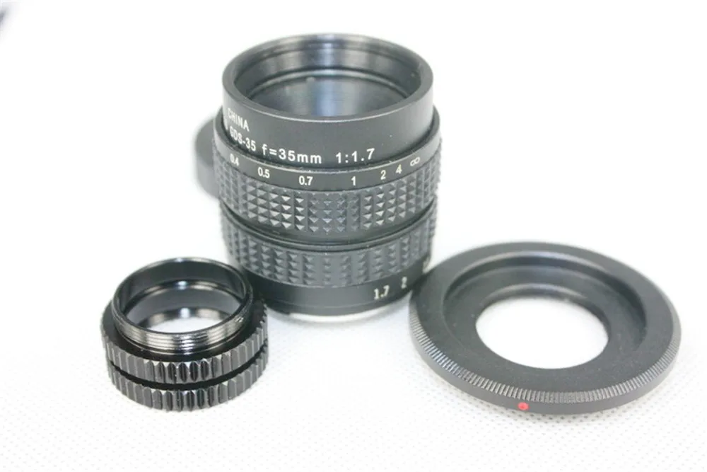 35 мм f/1,7 cctv объектив для sony NEX samsung NX Fujifilm X-E1 Nikon 1+ C крепление для Nikon 1 адаптер+ 2 макрокольца+ передние задние крышки
