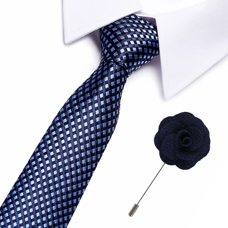 Новая мода 7,5 см тонкий галстук мужской 7,5 см набор шелковых галстуков синий зеленый фиолетовый желтый серый красный свадебный Одноцветный галстук Бесплатные броши