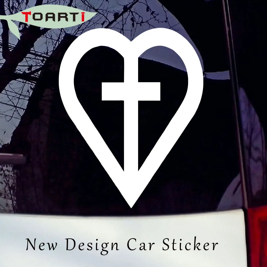 Heart With Cross Car Stickers Religious Christian Removable Vinyl
