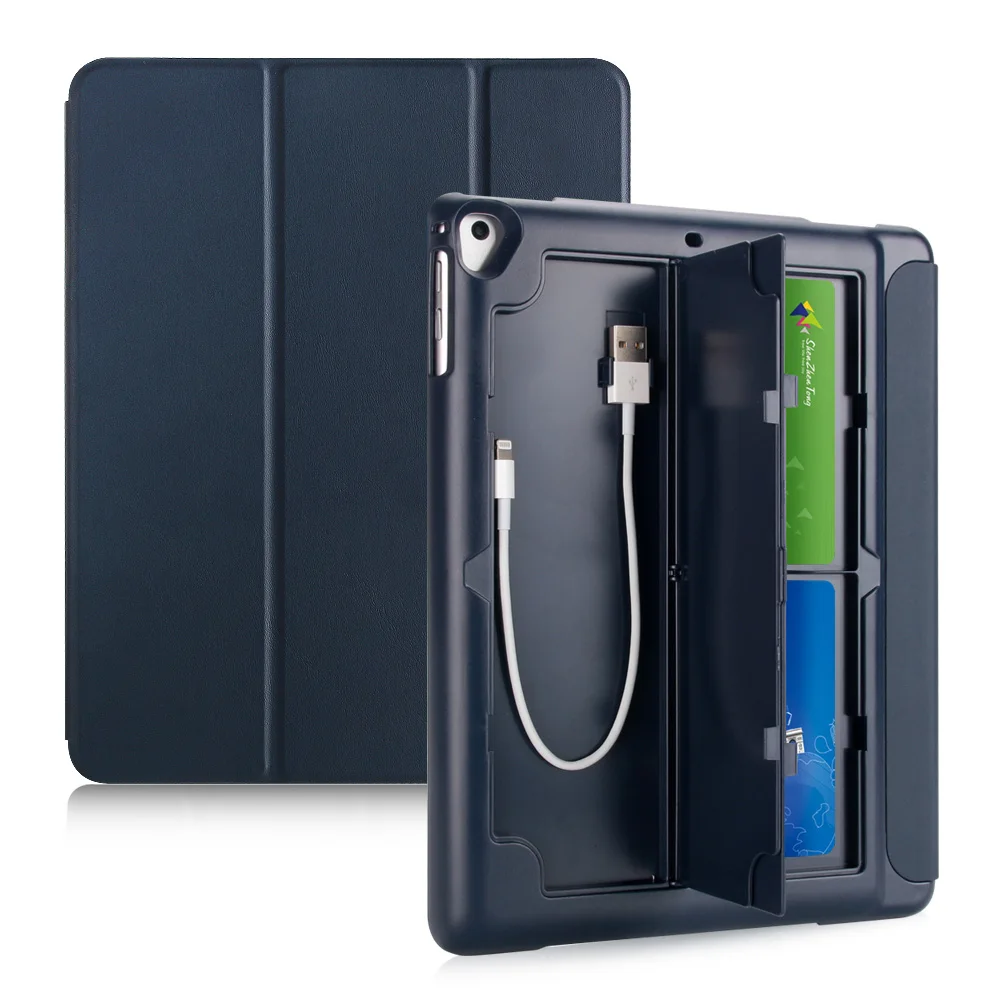 

2018 New Arrival Pencil Holde Smart Cover PU Leather Case For Apple iPad 5 Air iPad 6 Air 2 2018 iPad 9.7 inch Card slot