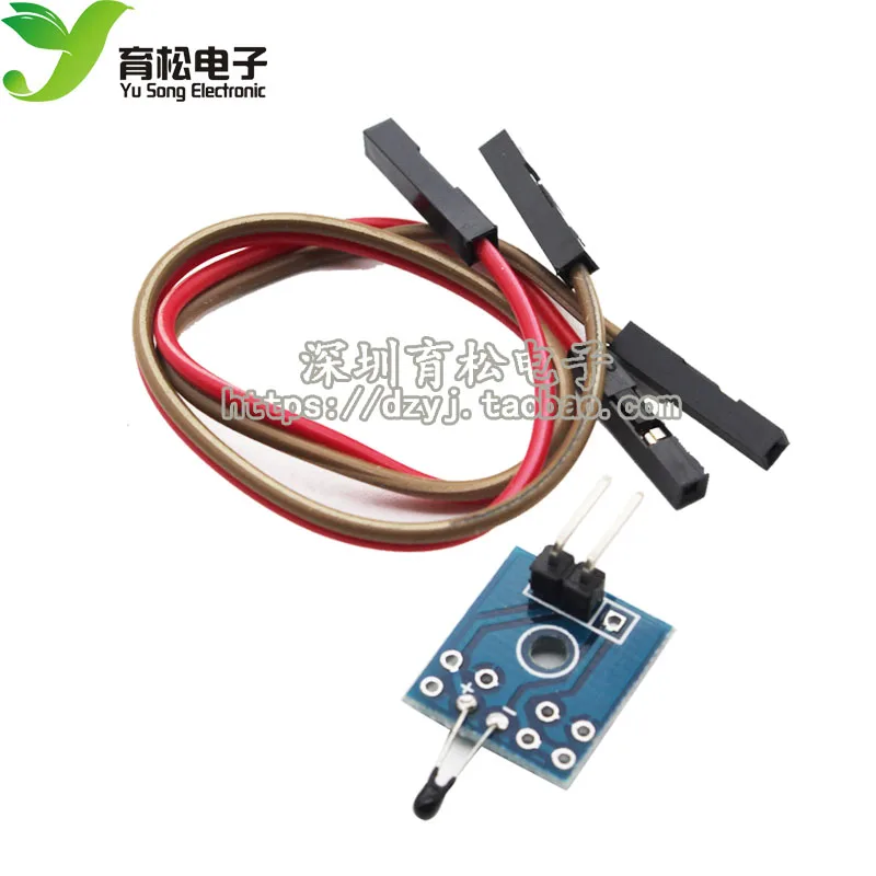 Temperature sensor with a small board Contains PCB Two 20cm DuPont wires and thermistor | Электроника