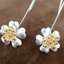 Drawing gold earrings S925 sterling silver jewelry wholesale Silver Bauhinia exquisite Earrings style female models