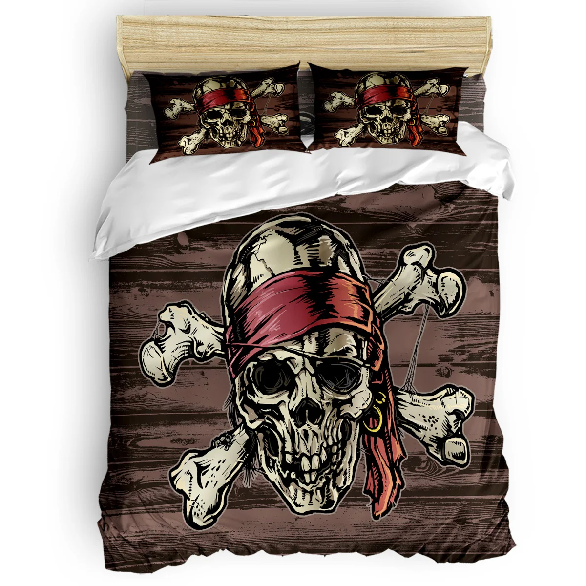 Pirate Skull Pattern Abraham Birthday 3 Piece Bedding Sets Quilt Cover 4 Pcs Polyester Fabric | Дом и сад