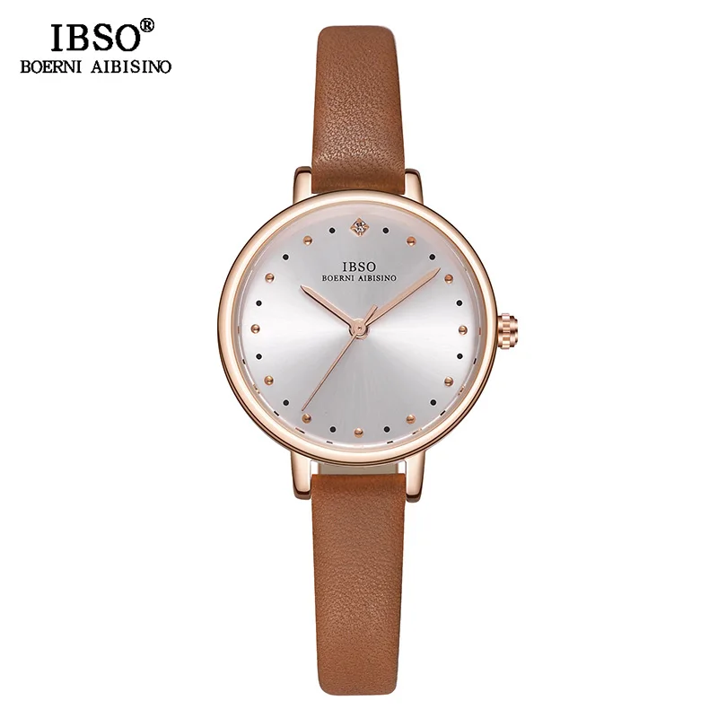 

IBSO Brand High Quality Women Quartz Wrist Watch Fashion Pin Buckle Watches For Female Crystal Wristwatch Ladies Leather Strap C
