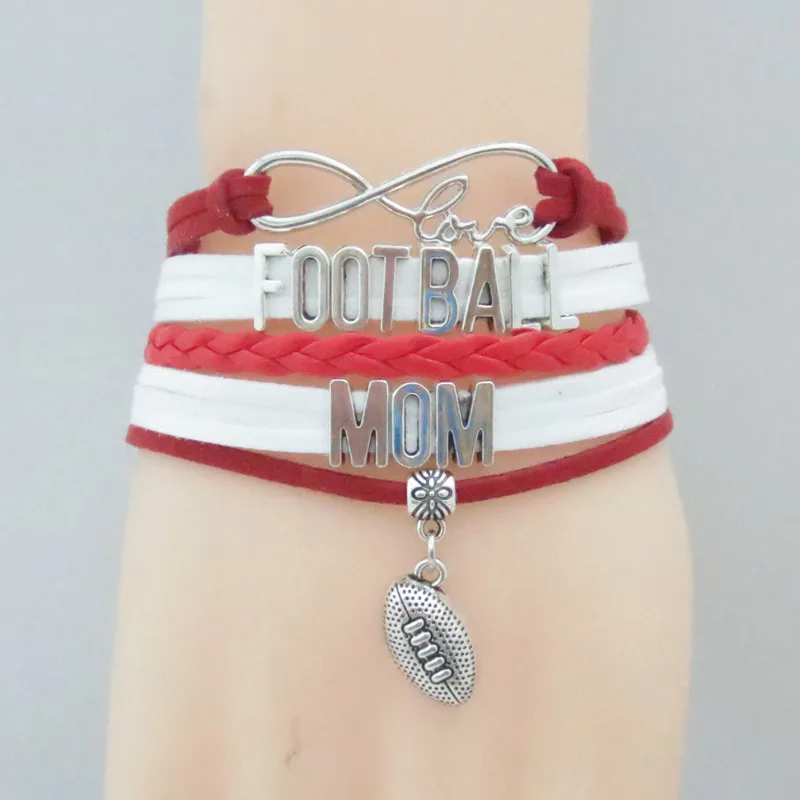 infinity love football mom bracelet fashion football charm best