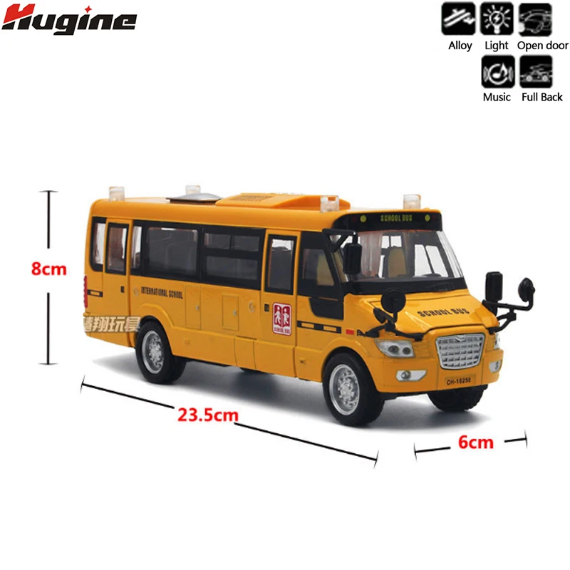 Alloy Diecast School Bus 5 Open Designs Pull Back Action Light&Sound