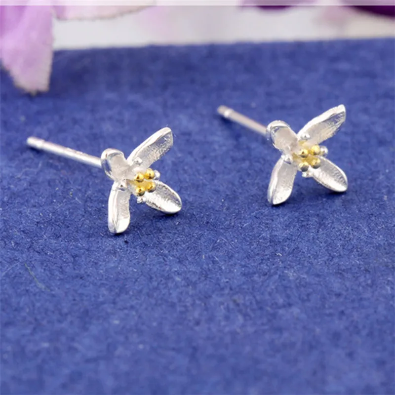 QIAMNI-925-Sterling-Silver-Cherry-Blossom-Flower-Stud-Earring-for-Women-Girls-Pendientes-Christmas-Party-Birthday