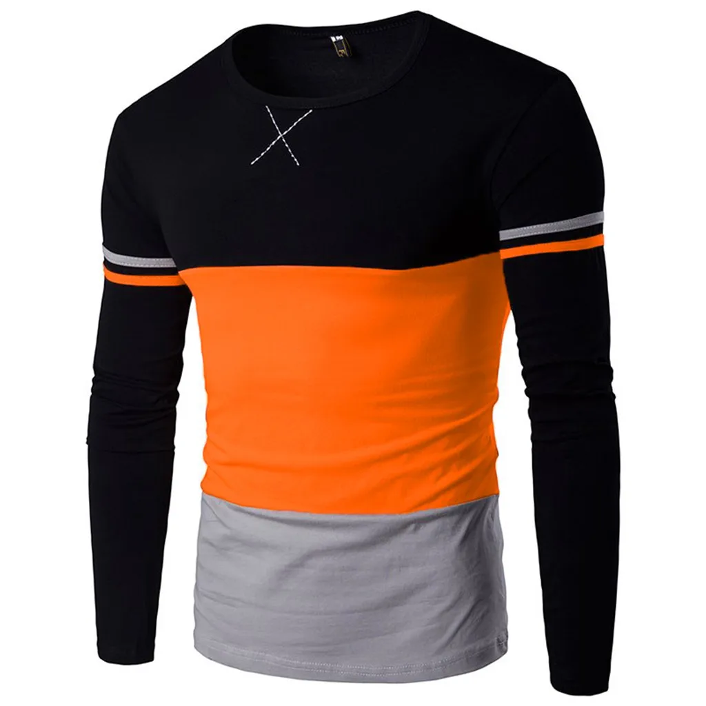 

YOUYEDIAN Men's Autumn Sweatshirts Splicing Long Sleeve Pullover Slim Fit O-Neck Tops Sweatshirt Men Regular Blouses Sudaderas