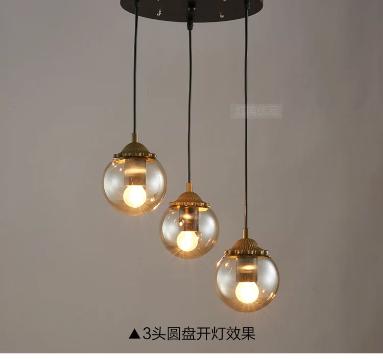Американский Ретро промышленный светодиодный стеклянные шаровые подвесные светильники для зала стеклянный абажур для столовой кухни плохой подвесной светильник