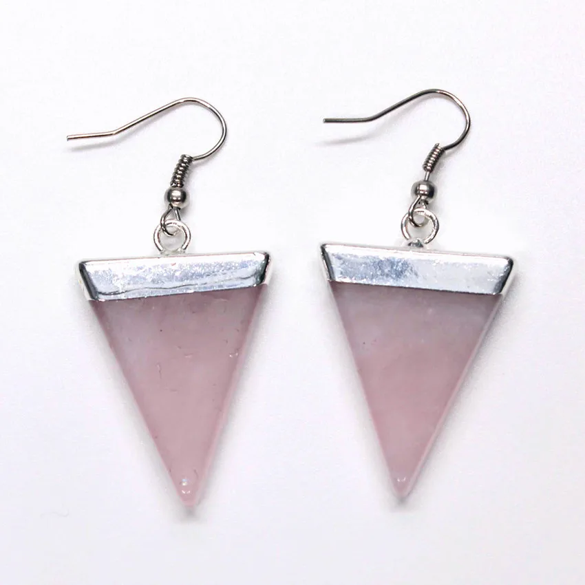 

Trendy-beads Simple Style Silver Plated Rose Pink Quartz Earrings Female Anniversary Day Gift Charm Jewelry