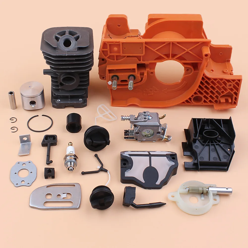 Crankcase 38mm Cylinder Head Piston Carburetor Oil Pump Motor Kit For Husqvarna 142 137 Petrol Gas Chainsaw Engine Parts dle gas petrol engine parts dle40 crankcase diy model accessories