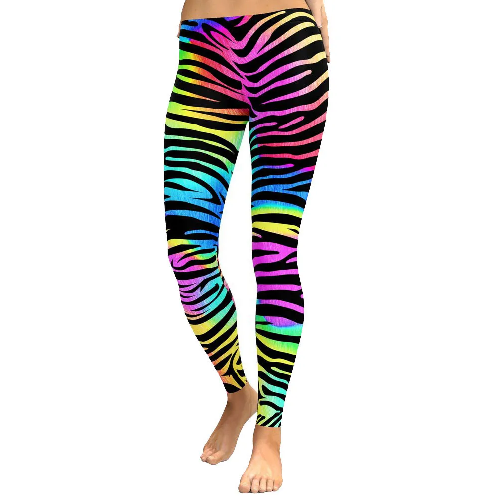 

Leggings Women Multicolor Zebra Stripes High Waist Fitness Leggings Workout Running Gym Stretch Sports Pants Sweatpants Trouser