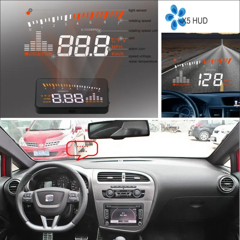 Hud Head Up Display For Seat Leon 1m 1p 5f Auto Car Accessories Safe  Driving Screen Obd/obd2/obdii Plug And Play Film - Head-up Display -  AliExpress