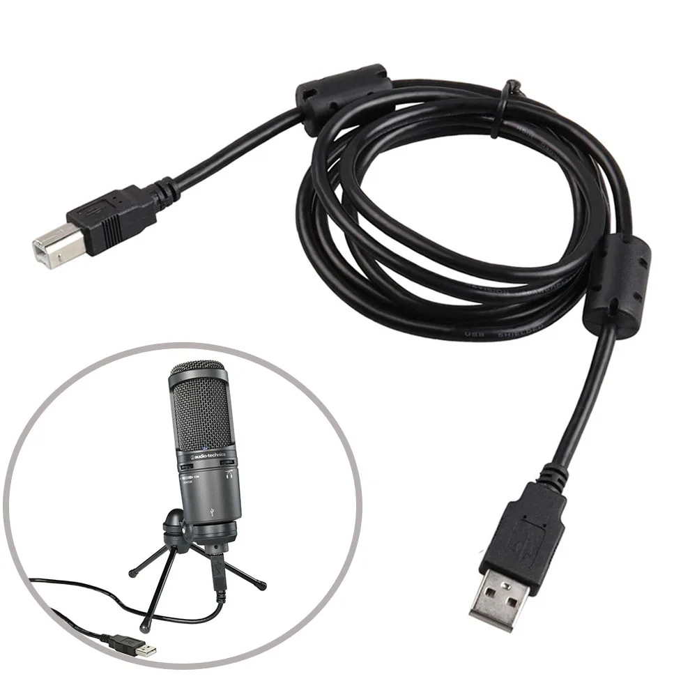 Silver-plated Microphone Connectors USB Cable Black Suitable for Audio Technica AT2020USB+ plus Condenser Microphone Music Parts