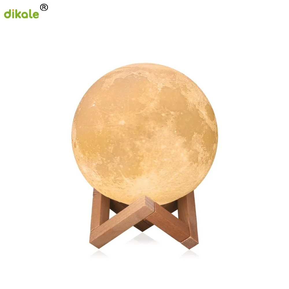 dikale 3D Print Moon 8CM 12CM 2 Color Change Touch Switch Nightlight Lamp Bedroom Bookcase Home Decor Gift 3D Printing Materials